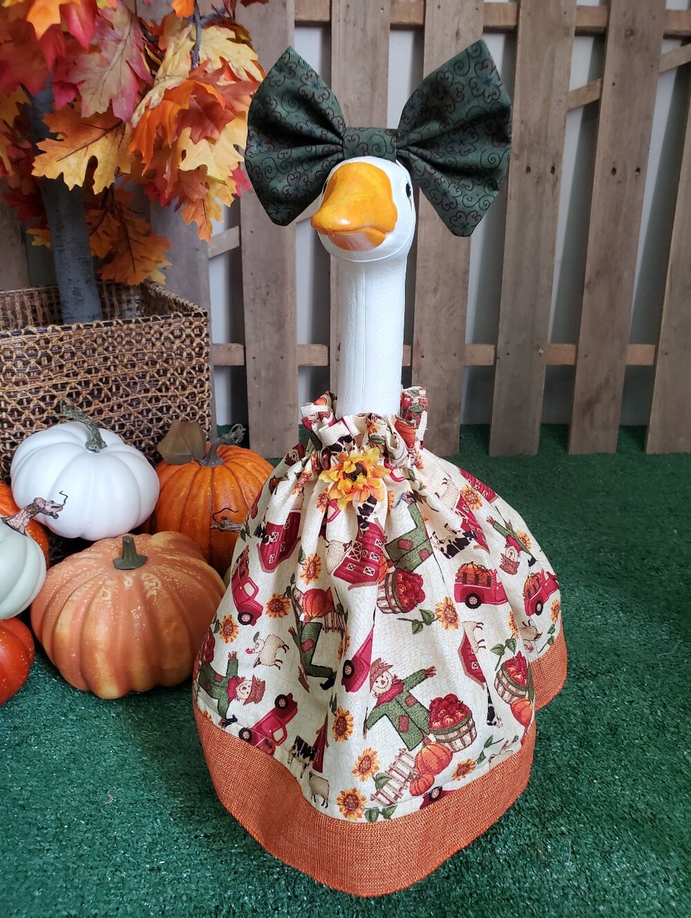 19" Porch Goose Fall Dress & Bow Set Mainstays